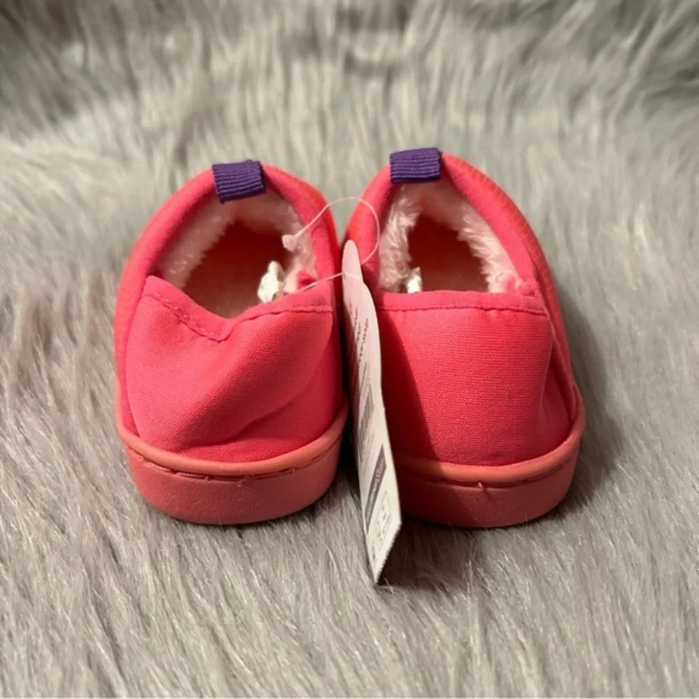 Wonder‎ Nation Puffer Slipper Girl Size 5-6 Pink Plush Fuzzy Lined Slip On Shoes